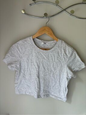 Cotton on Cropped Crew Neck Tee - Light Gray